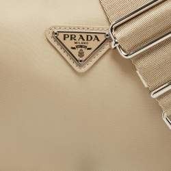 مملوكة مسبقًا Prada Cream Nylon and Leather Re-Edition 2005 Baguette Bag