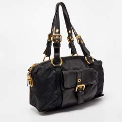Pre Owned Prada Black Leather and Nylon Satchel