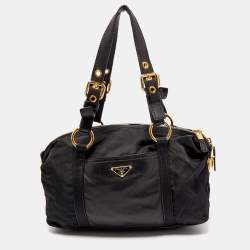 Pre Owned Prada Black Leather and Nylon Satchel