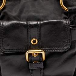 Pre Owned Prada Black Leather and Nylon Satchel