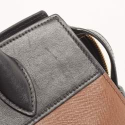Prada Black/Brown Saffiano and City Calf Leather Small Esplanade Bag