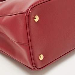 Prada Red Saffiano Lux Leather Middle Zip Tote