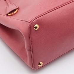 Pre Owned Prada Pink Saffiano Leather Medium Double Zip Tote