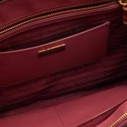 Pre Owned Prada Pink Saffiano Leather Medium Double Zip Tote