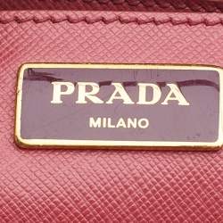 Pre Owned Prada Pink Saffiano Leather Medium Double Zip Tote