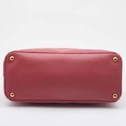 Pre Owned Prada Pink Saffiano Leather Medium Double Zip Tote