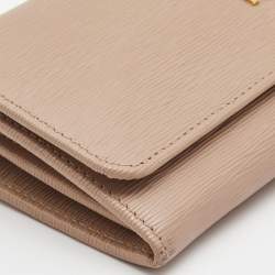 Pre Owned Prada Light Pink Move Leather Logo Flap Continental Wallet