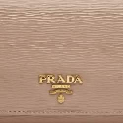 Pre Owned Prada Light Pink Move Leather Logo Flap Continental Wallet