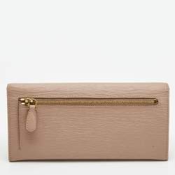 Pre Owned Prada Light Pink Move Leather Logo Flap Continental Wallet