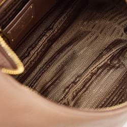 Prada Brown Vitello Danio Leather Zip Hobo