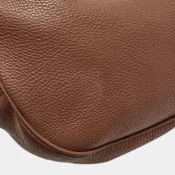 Prada Brown Vitello Danio Leather Zip Hobo