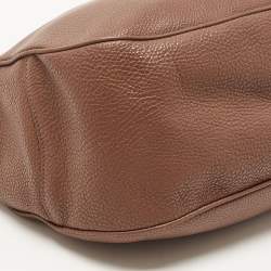 Prada Brown Vitello Danio Leather Zip Hobo