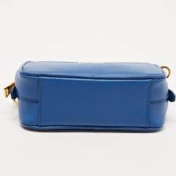 Pre Owned Prada Blue Saffiano Lux Leather Mini Camera Crossbody Bag