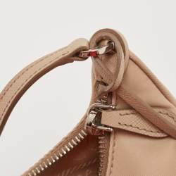 Pre Owned Prada Beige Tessuto Nylon Mini Re-Edition 2005 Baguette Bag