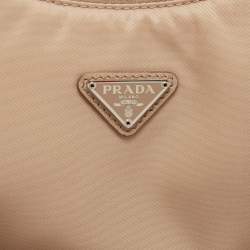 Pre Owned Prada Beige Tessuto Nylon Mini Re-Edition 2005 Baguette Bag
