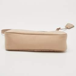 Pre Owned Prada Beige Tessuto Nylon Mini Re-Edition 2005 Baguette Bag