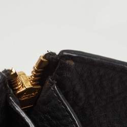 Pre Owned Prada Black Vitello Daino Leather Side Zip Shopping Tote