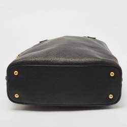 Pre Owned Prada Black Vitello Daino Leather Side Zip Shopping Tote