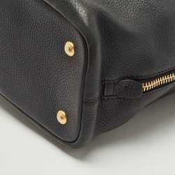 Pre Owned Prada Black Vitello Daino Leather Side Zip Shopping Tote