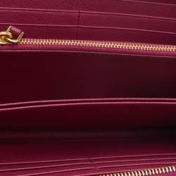Pre Owned Prada Pink Saffiano Metal Leather Bow Continental Wallet