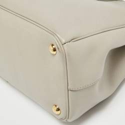مملوكة مسبقًا Prada Light Grey Saffiano Lux Leather Small Galleria Double Zip Tote