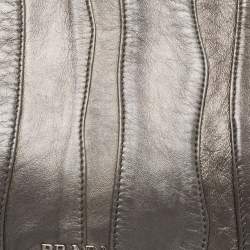Prada Metallic Dark Grey Wave Leather Oversized Clutch