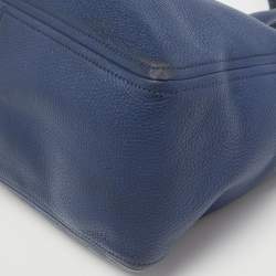 Pre Owned Prada Blue Vitello Daino Leather Boston Bag