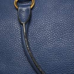 Pre Owned Prada Blue Vitello Daino Leather Boston Bag
