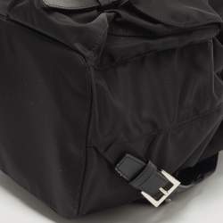 Pre Owned Prada Black Re-Nylon and Saffiano Leather Medium Backpack