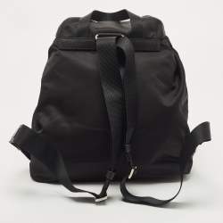 Pre Owned Prada Black Re-Nylon and Saffiano Leather Medium Backpack