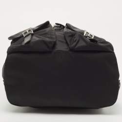 Pre Owned Prada Black Re-Nylon and Saffiano Leather Medium Backpack