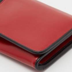 Prada Red/Black Leather Graphic Print Flap Continental Wallet