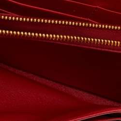 Prada Red/Black Leather Graphic Print Flap Continental Wallet