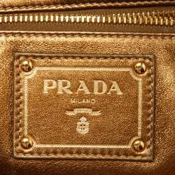 Pre Owned Prada Gold Watersnake Leather Whips Pietre Clutch