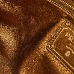 Pre Owned Prada Gold Watersnake Leather Whips Pietre Clutch