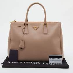 مملوكة مسبقًا Prada Pink Saffiano Lux Leather Large Double Zip Tote