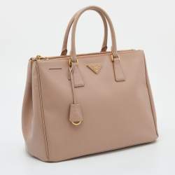 مملوكة مسبقًا Prada Pink Saffiano Lux Leather Large Double Zip Tote
