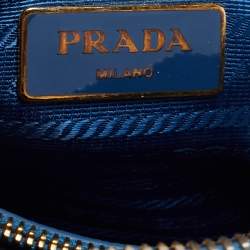 Pre Owned Prada Blue Saffiano Lux Leather Small Promenade Bag