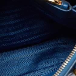 Pre Owned Prada Blue Saffiano Lux Leather Small Promenade Bag