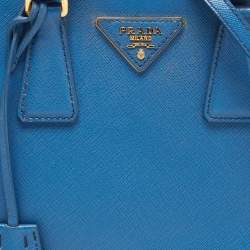 Pre Owned Prada Blue Saffiano Lux Leather Small Promenade Bag