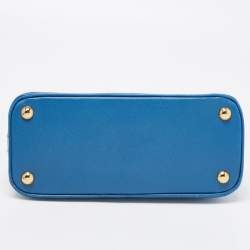 Pre Owned Prada Blue Saffiano Lux Leather Small Promenade Bag