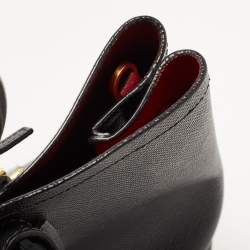 Pre Owned Prada Black Saffiano Cuir Leather Medium Double Handle Tote