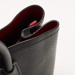 Pre Owned Prada Black Saffiano Cuir Leather Medium Double Handle Tote