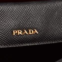 Pre Owned Prada Black Saffiano Cuir Leather Medium Double Handle Tote