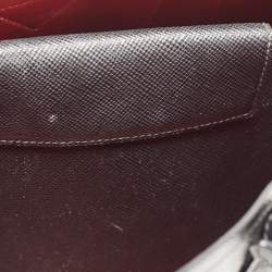 Pre Owned Prada Black Saffiano Cuir Leather Medium Double Handle Tote