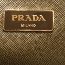 Pre Owned Prada Olive Green Saffiano Leather Medium Double Zip Tote