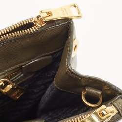 Pre Owned Prada Olive Green Saffiano Leather Medium Double Zip Tote