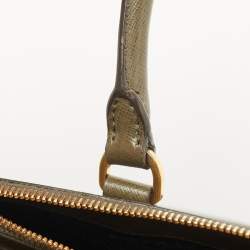 Pre Owned Prada Olive Green Saffiano Leather Medium Double Zip Tote