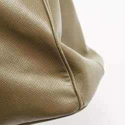 Pre Owned Prada Olive Green Saffiano Leather Medium Double Zip Tote