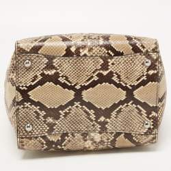 Prada Beige Python Small Double Pocket Tote